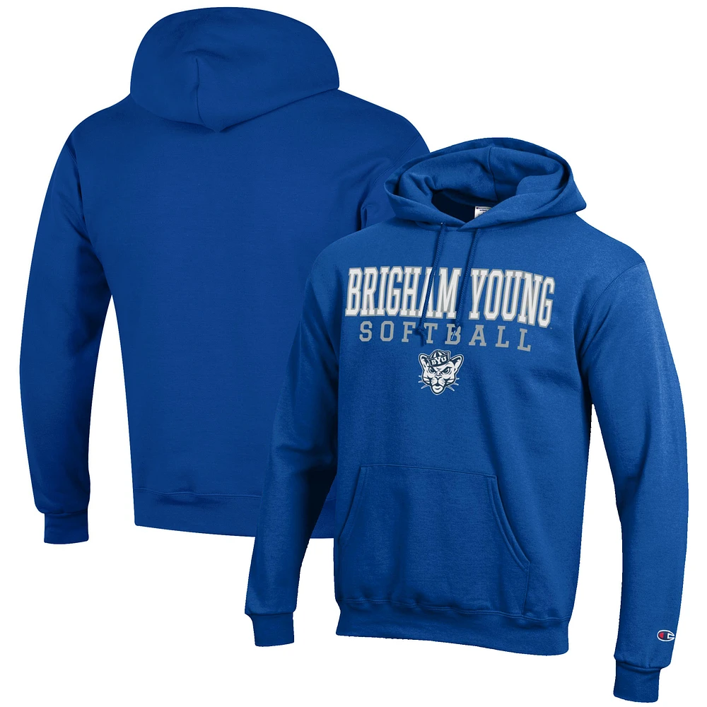 Men's Champion Royal BYU Cougars Softball Stack Pullover Hoodie