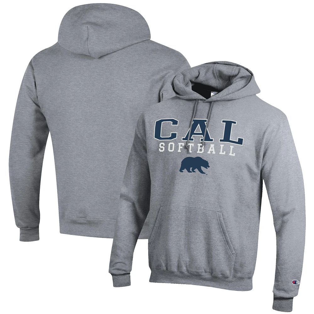 Men's Champion Gray Cal Bears Softball Stack Pullover Hoodie