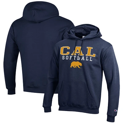 Men's Champion Navy Cal Bears Softball Stack Pullover Hoodie