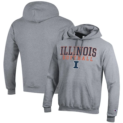 Men's Champion Gray Illinois Fighting Illini Softball Stack Pullover Hoodie