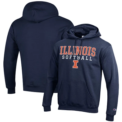 Men's Champion Navy Illinois Fighting Illini Softball Stack Pullover Hoodie