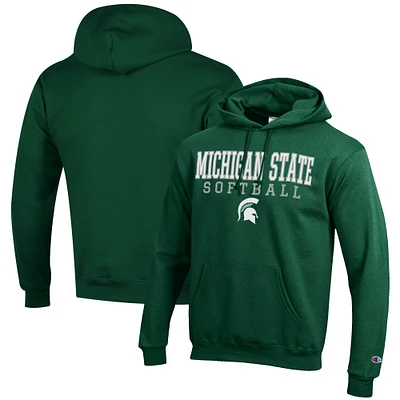 Men's Champion Michigan State Spartans Softball Stack Pullover Hoodie