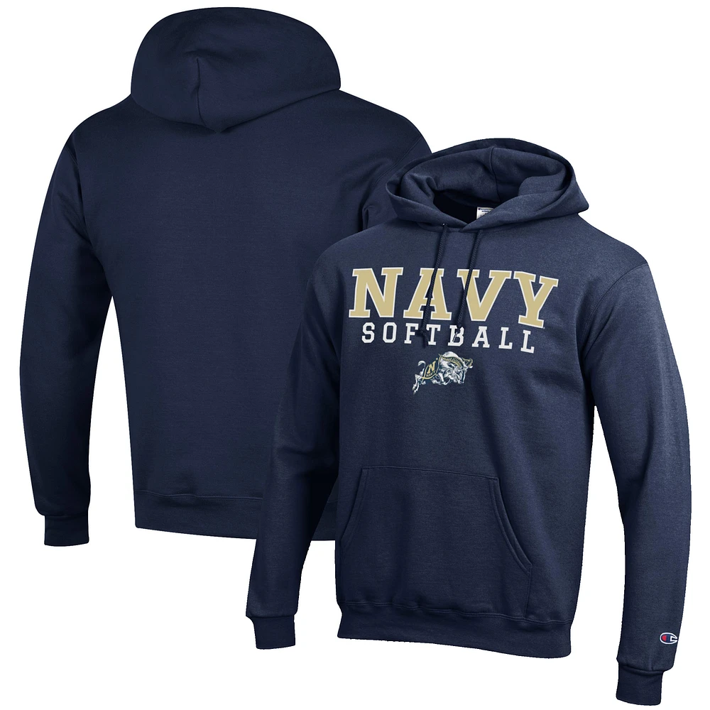Men's Champion Navy Midshipmen Softball Stack Pullover Hoodie