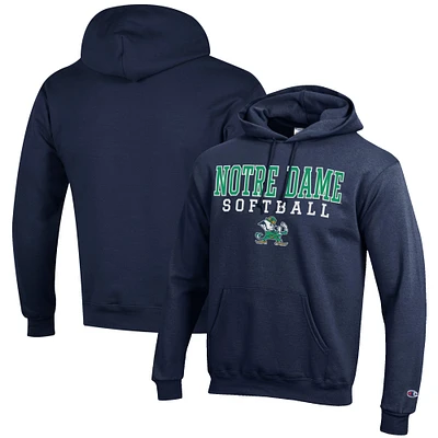 Men's Champion Navy Notre Dame Fighting Irish Softball Stack Pullover Hoodie