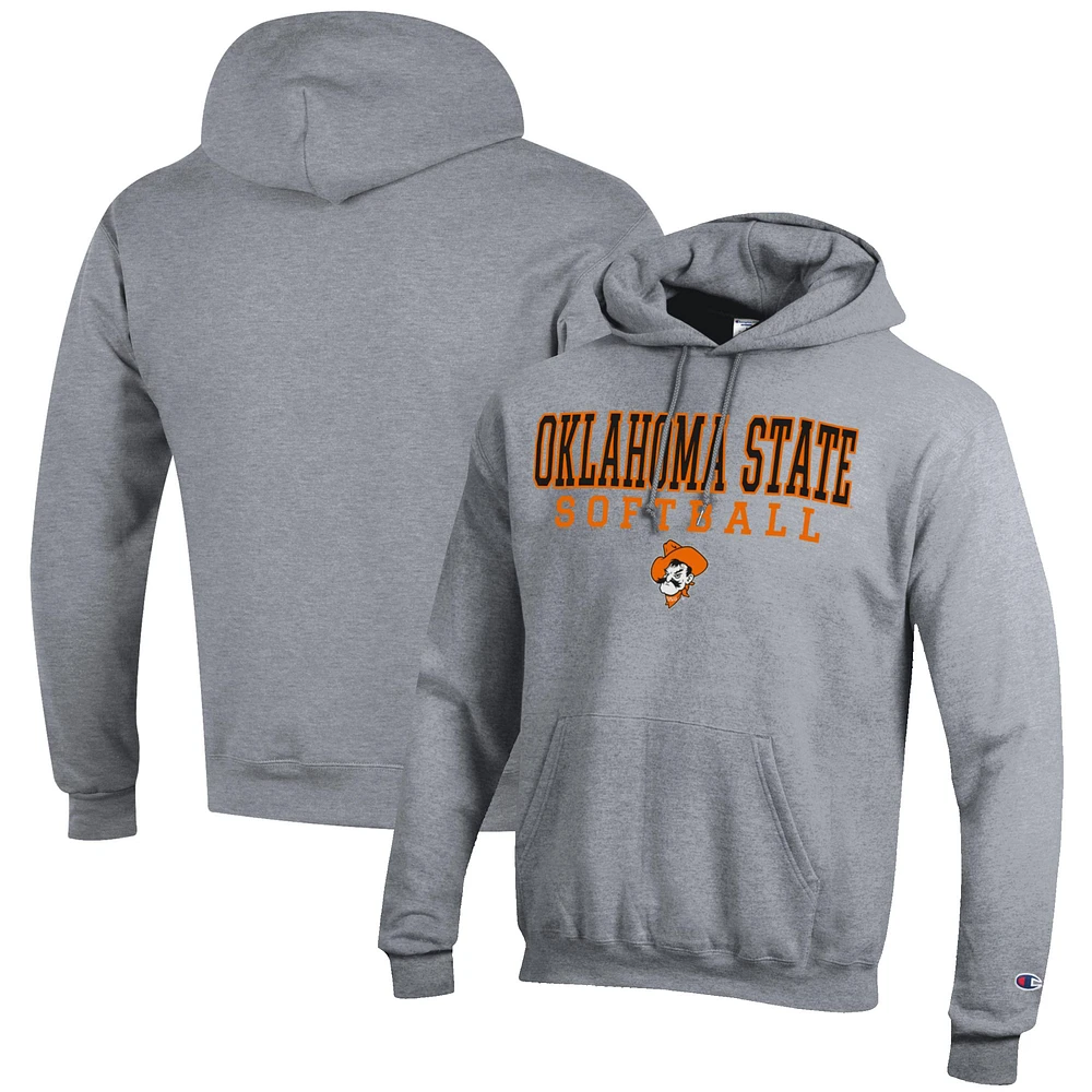 Men's Champion Gray Oklahoma State Cowboys Softball Stack Pullover Hoodie