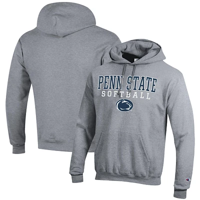 Men's Champion Gray Penn State Nittany Lions Softball Stack Pullover Hoodie