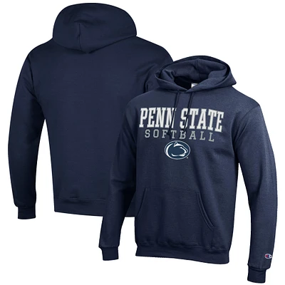 Men's Champion Navy Penn State Nittany Lions Softball Stack Pullover Hoodie
