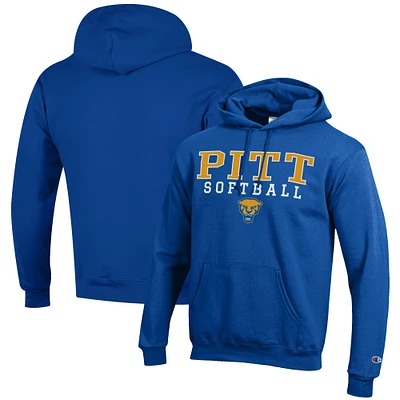 Men's Champion Royal Pitt Panthers Softball Stack Pullover Hoodie