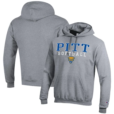 Men's Champion Gray Pitt Panthers Softball Stack Pullover Hoodie