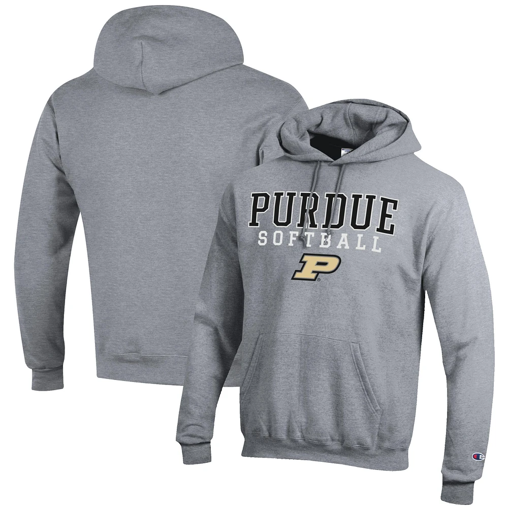 Men's Champion Gray Purdue Boilermakers Softball Stack Pullover Hoodie