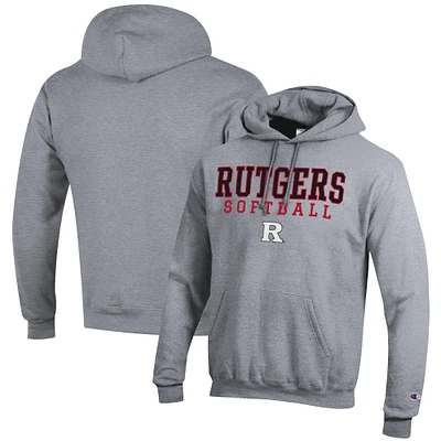 Men's Champion Gray Rutgers Scarlet Knights Softball Stack Pullover Hoodie