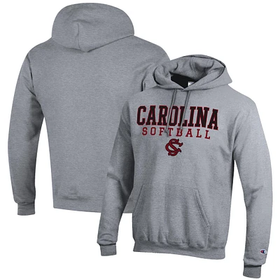 Men's Champion Gray South Carolina Gamecocks Softball Stack Pullover Hoodie