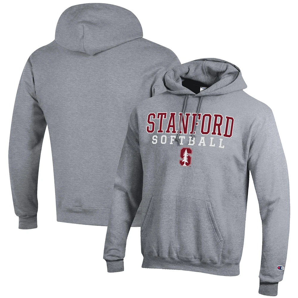 Men's Champion Gray Stanford Cardinal Softball Stack Pullover Hoodie