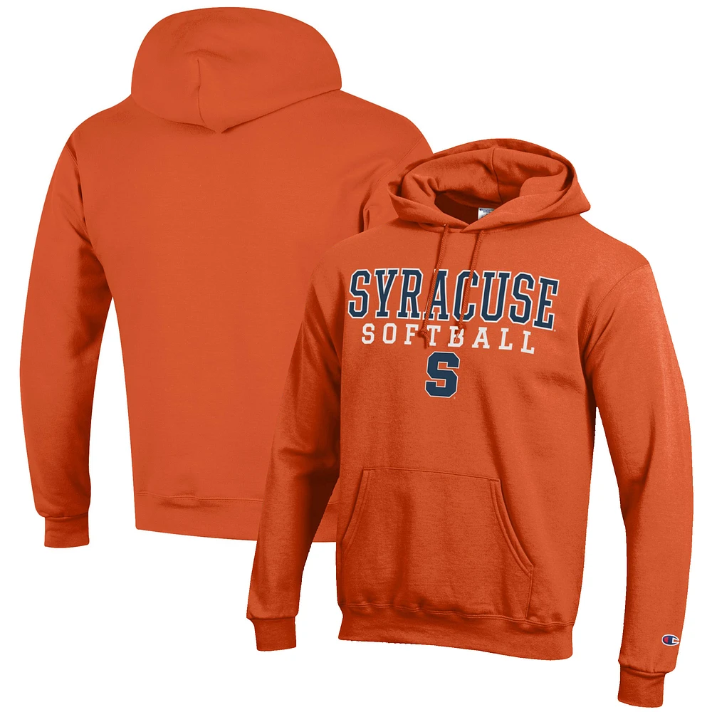 Men's Champion Orange Syracuse Softball Stack Pullover Hoodie