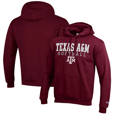 Men's Champion Maroon Texas A&M Aggies Softball Stack Pullover Hoodie