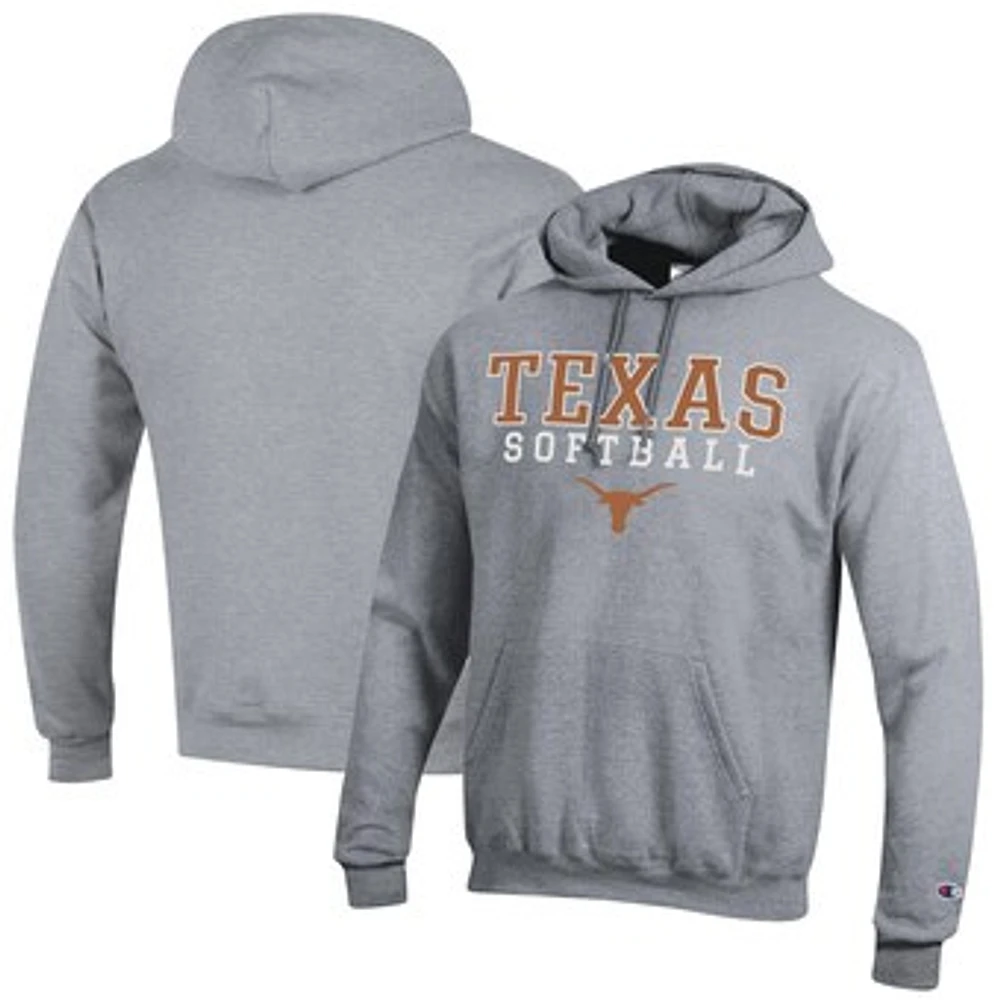Men's Champion Gray Texas Longhorns Softball Stack Pullover Hoodie