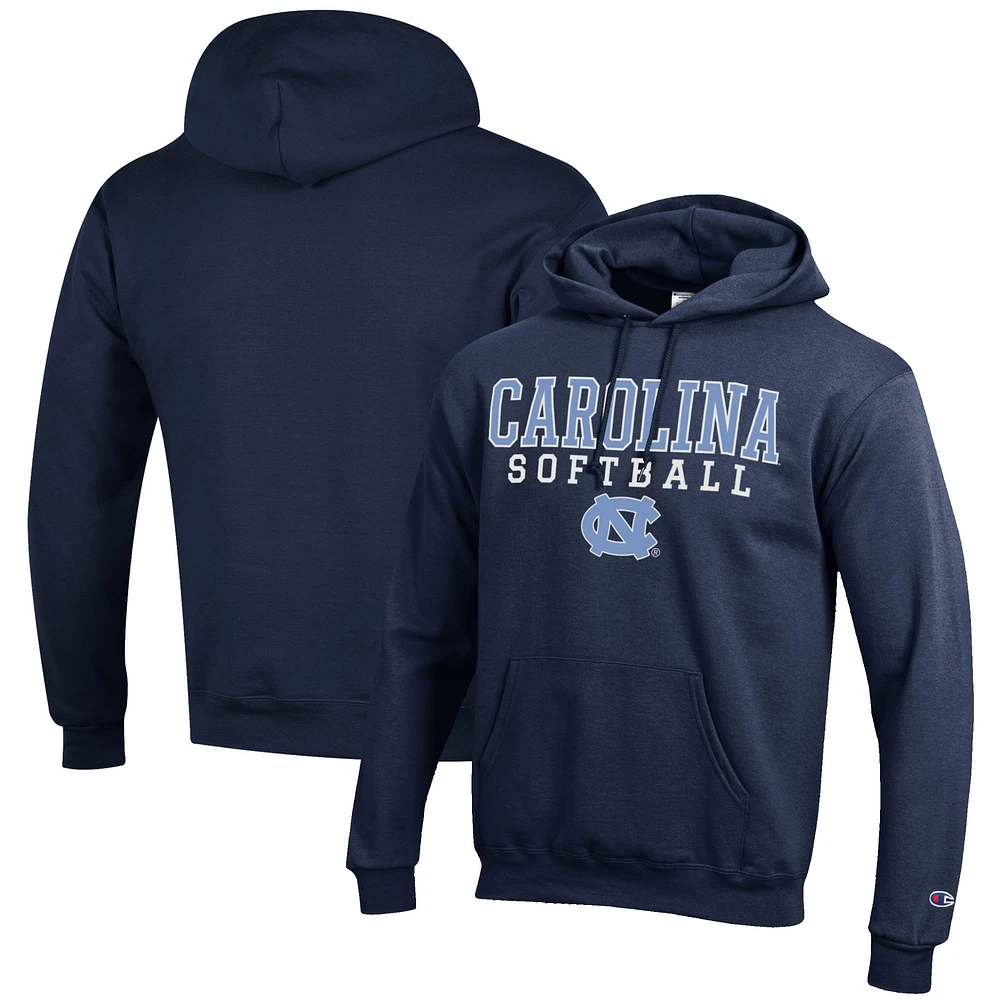 Men's Champion Navy North Carolina Tar Heels Softball Stack Pullover Hoodie