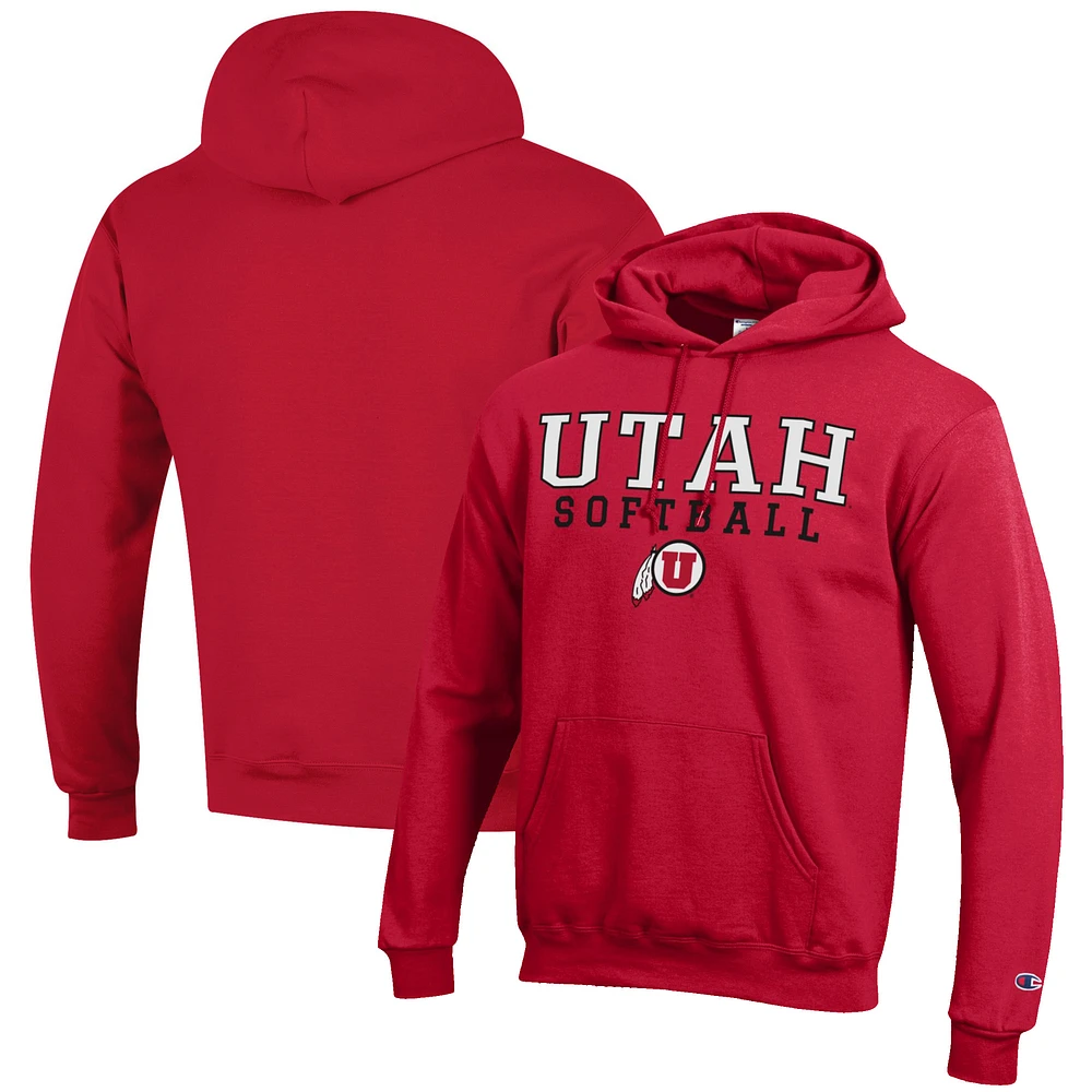 Men's Champion Utah Utes Softball Stack Pullover Hoodie