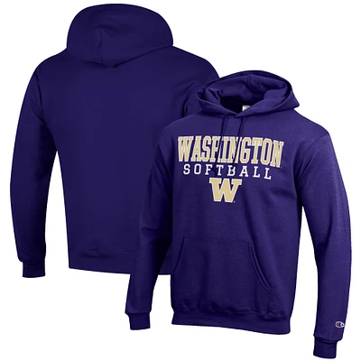 Men's Champion Washington Huskies Softball Stack Pullover Hoodie