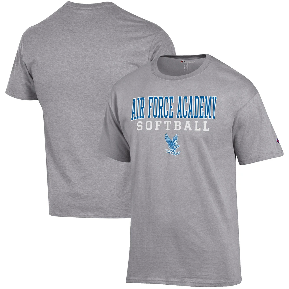 Men's Champion Gray Air Force Falcons Softball Stack T-Shirt