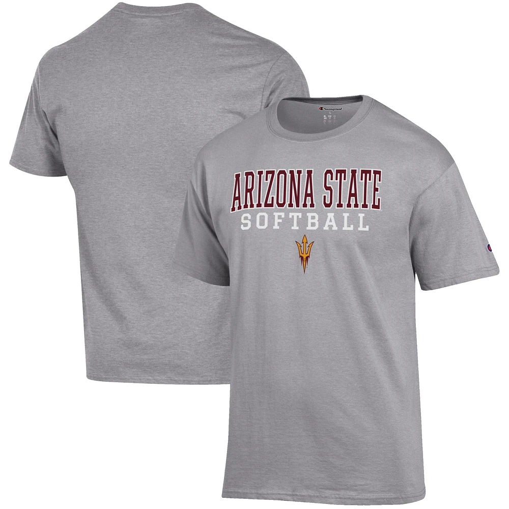 Men's Champion Gray Arizona State Sun Devils Softball Stack T-Shirt