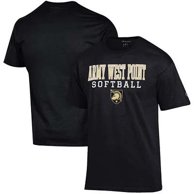 Men's Champion Black Army Knights Softball Stack T-Shirt