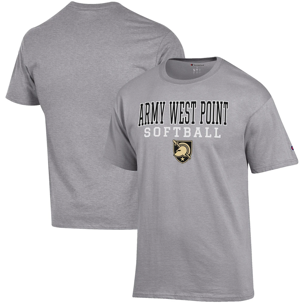 Men's Champion Gray Army Black Knights Softball Stack T-Shirt