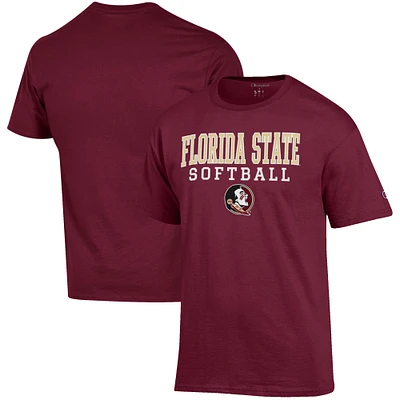 Men's Champion Garnet Florida State Seminoles Softball Stack T-Shirt