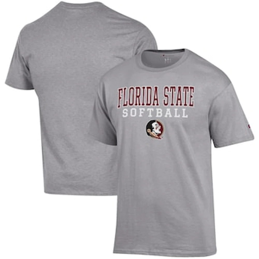 Men's Champion Gray Florida State Seminoles Softball Stack T-Shirt