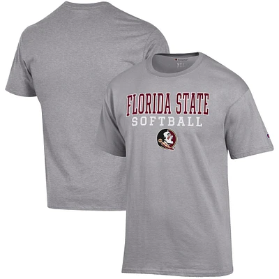 Men's Champion Gray Florida State Seminoles Softball Stack T-Shirt