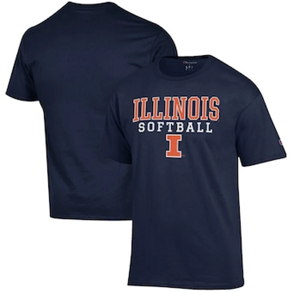 Men's Champion Navy Illinois Fighting Illini Softball Stack T-Shirt