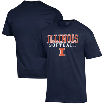 Men's Champion Navy Illinois Fighting Illini Softball Stack T-Shirt