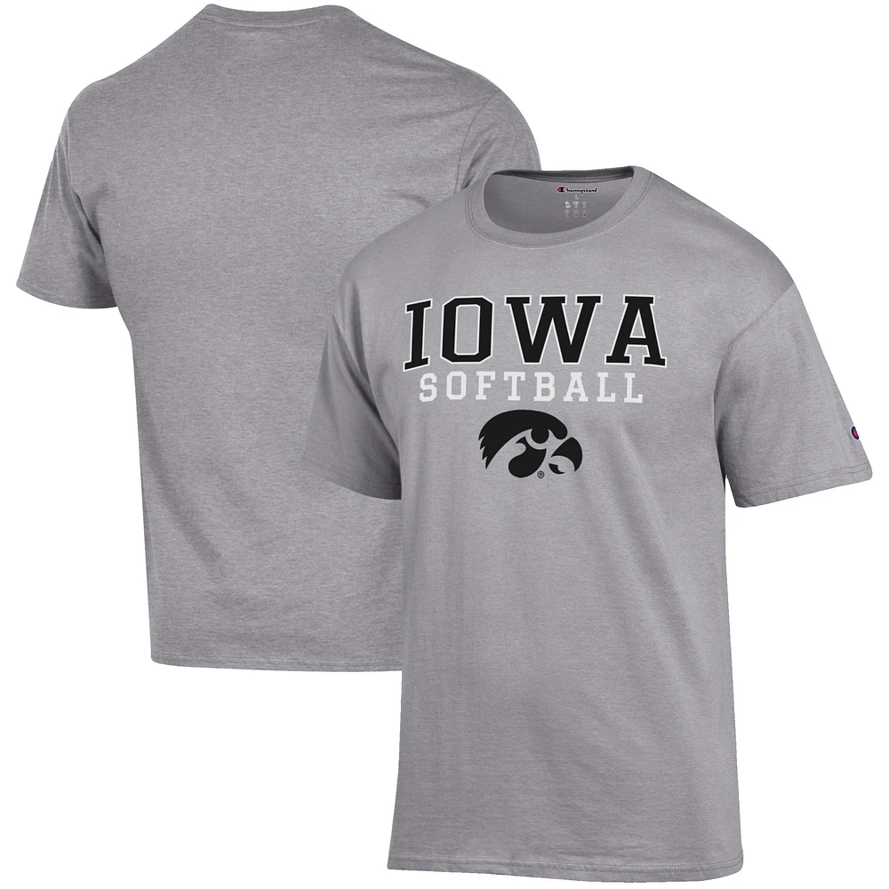 Men's Champion Gray Iowa Hawkeyes Softball Stack T-Shirt