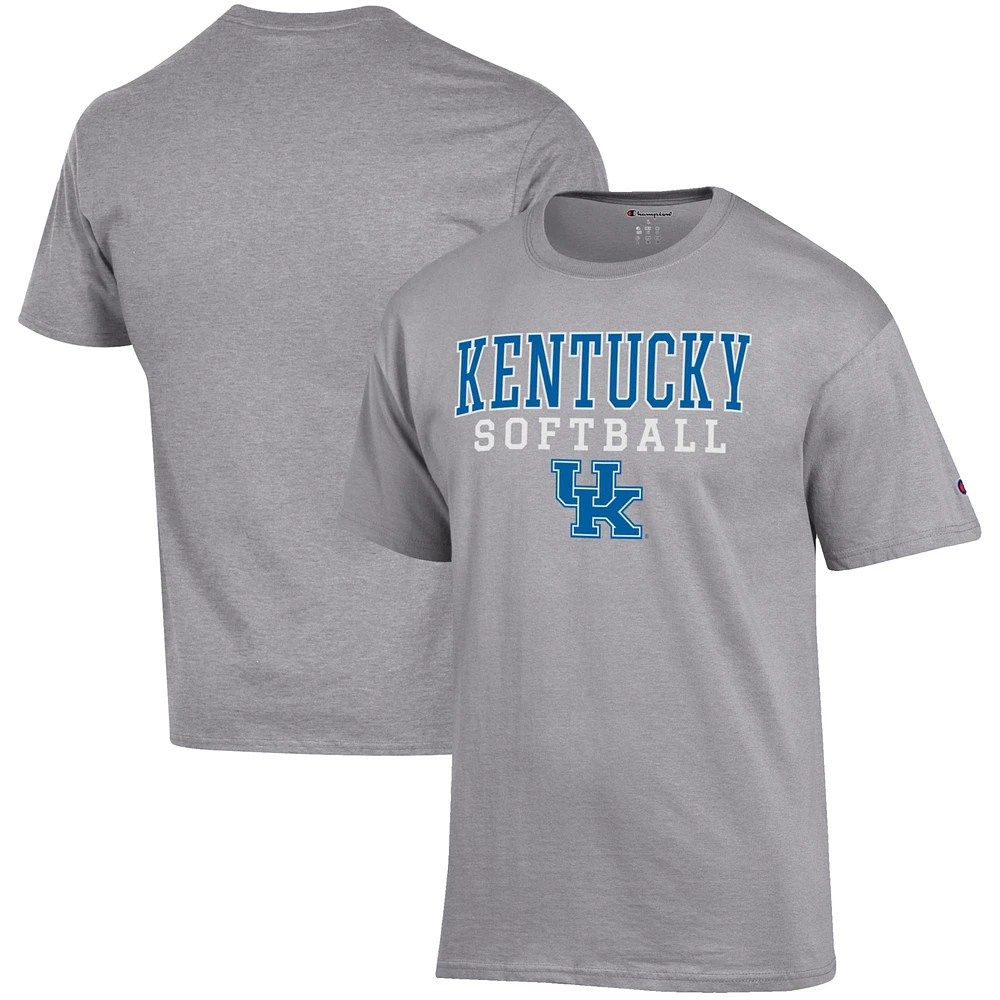 Men's Champion Gray Kentucky Wildcats Softball Stack T-Shirt
