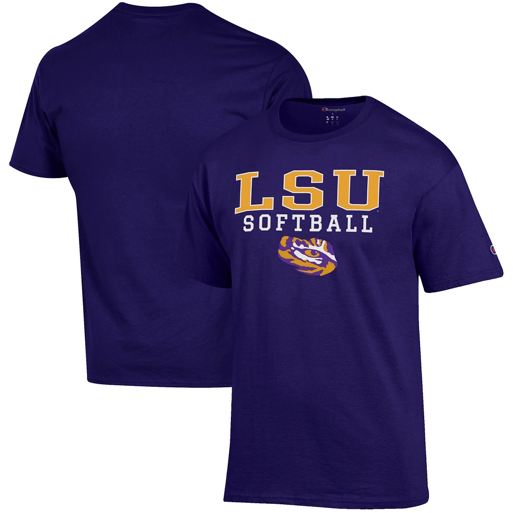 Men's Champion Purple LSU Tigers Softball Stack T-Shirt