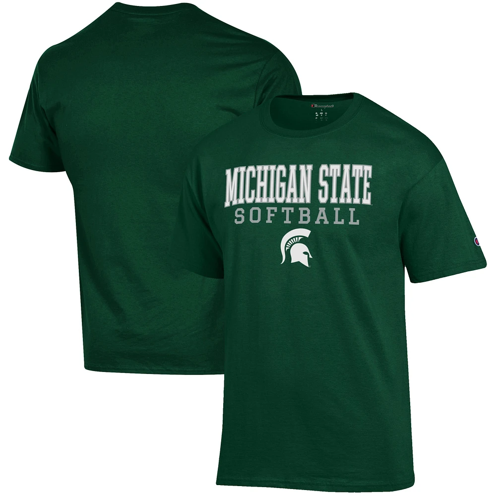 Men's Champion Green Michigan State Spartans Softball Stack T-Shirt