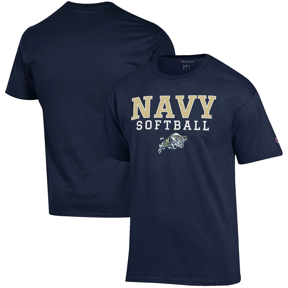 Men's Champion Navy Midshipmen Softball Stack T-Shirt