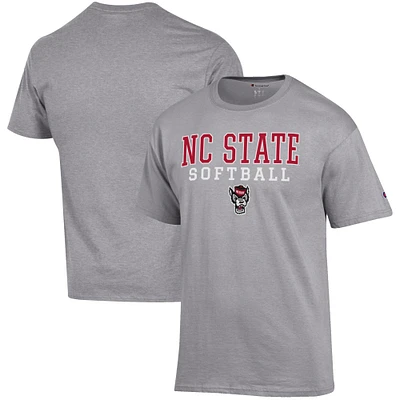 Men's Champion Gray NC State Wolfpack Softball Stack T-Shirt