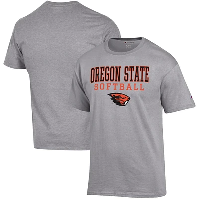 Men's Champion Gray Oregon State Beavers Softball Stack T-Shirt