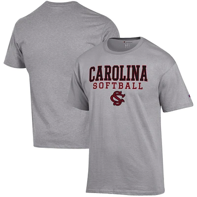 Men's Champion Gray South Carolina Gamecocks Softball Stack T-Shirt