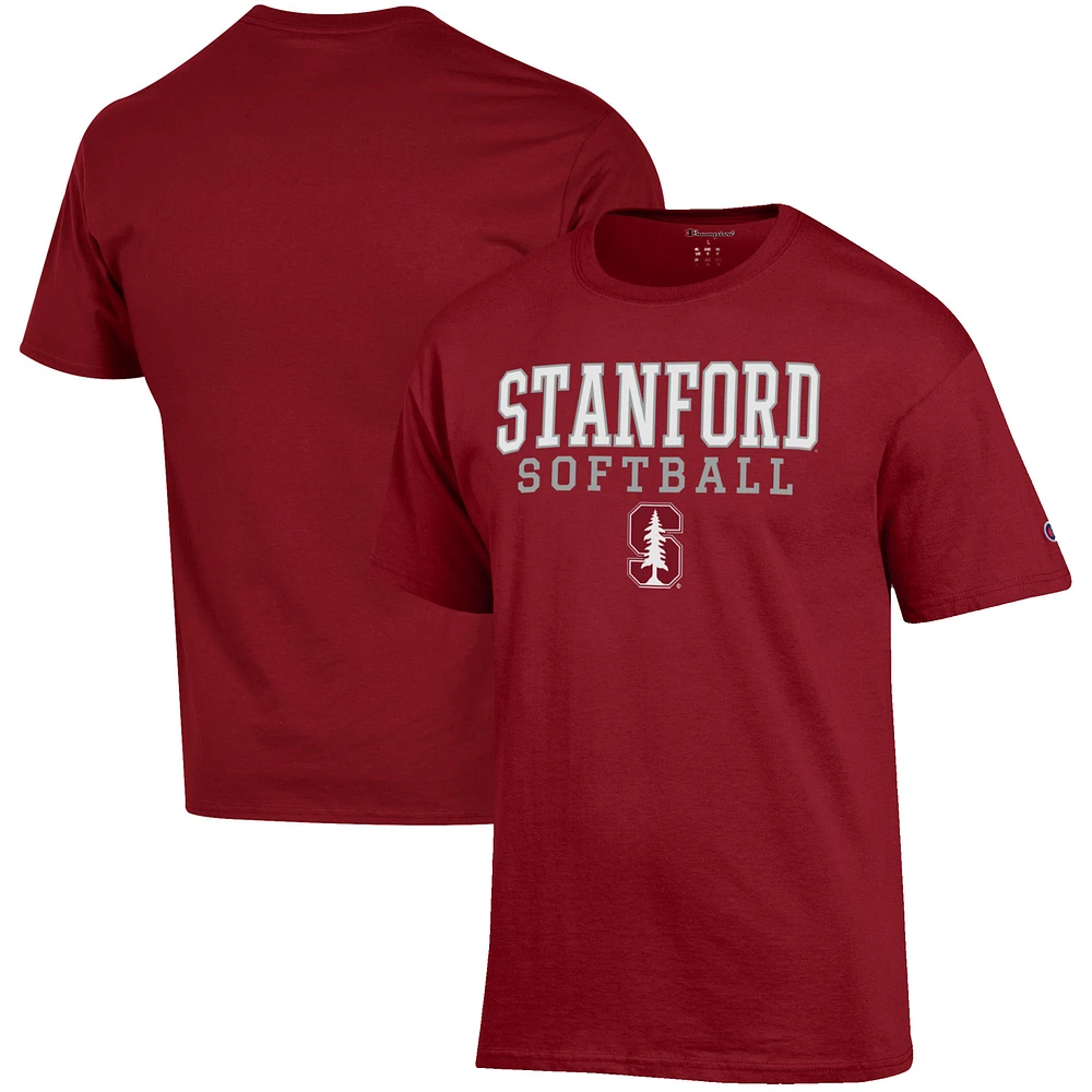 Men's Champion Cardinal Stanford Softball Stack T-Shirt