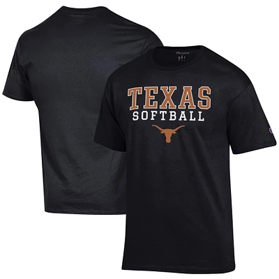 Men's Champion Black Texas Longhorns Softball Stack T-Shirt