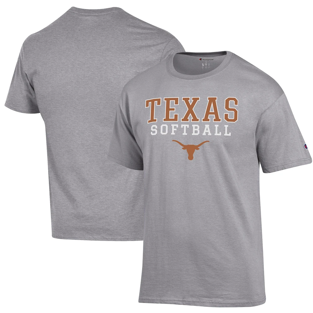 Men's Champion Gray Texas Longhorns Softball Stack T-Shirt