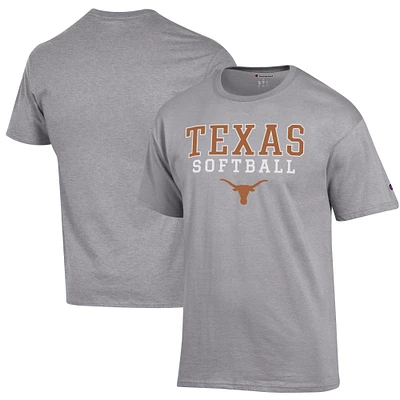 Men's Champion Gray Texas Longhorns Softball Stack T-Shirt