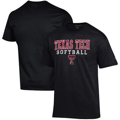 Men's Champion Black Texas Tech Red Raiders Softball Stack T-Shirt
