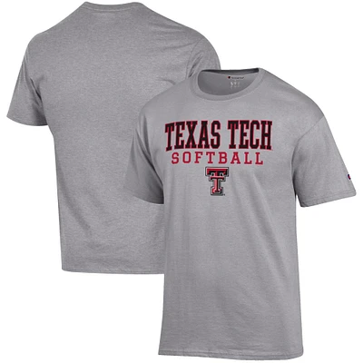Men's Champion Gray Texas Tech Red Raiders Softball Stack T-Shirt