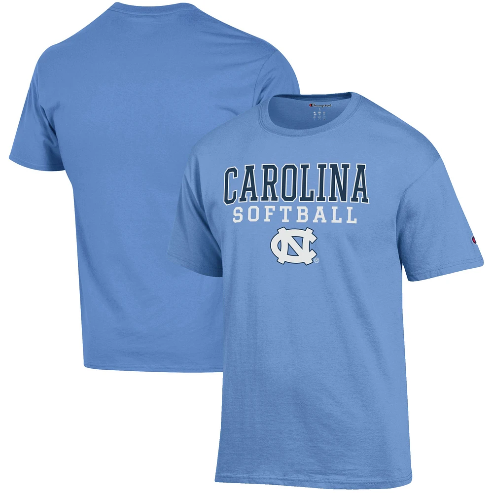 Men's Champion Carolina Blue North Tar Heels Softball Stack T-Shirt