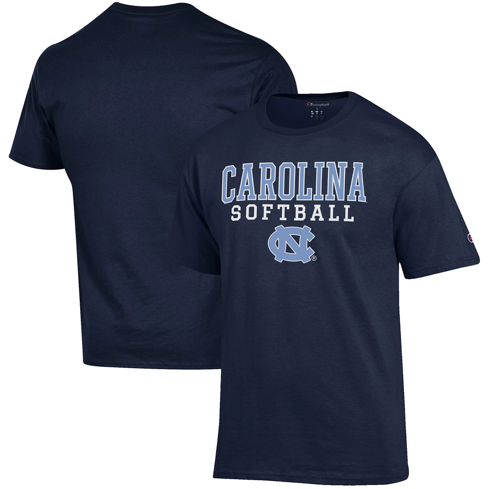 Men's Champion Navy North Carolina Tar Heels Softball Stack T-Shirt
