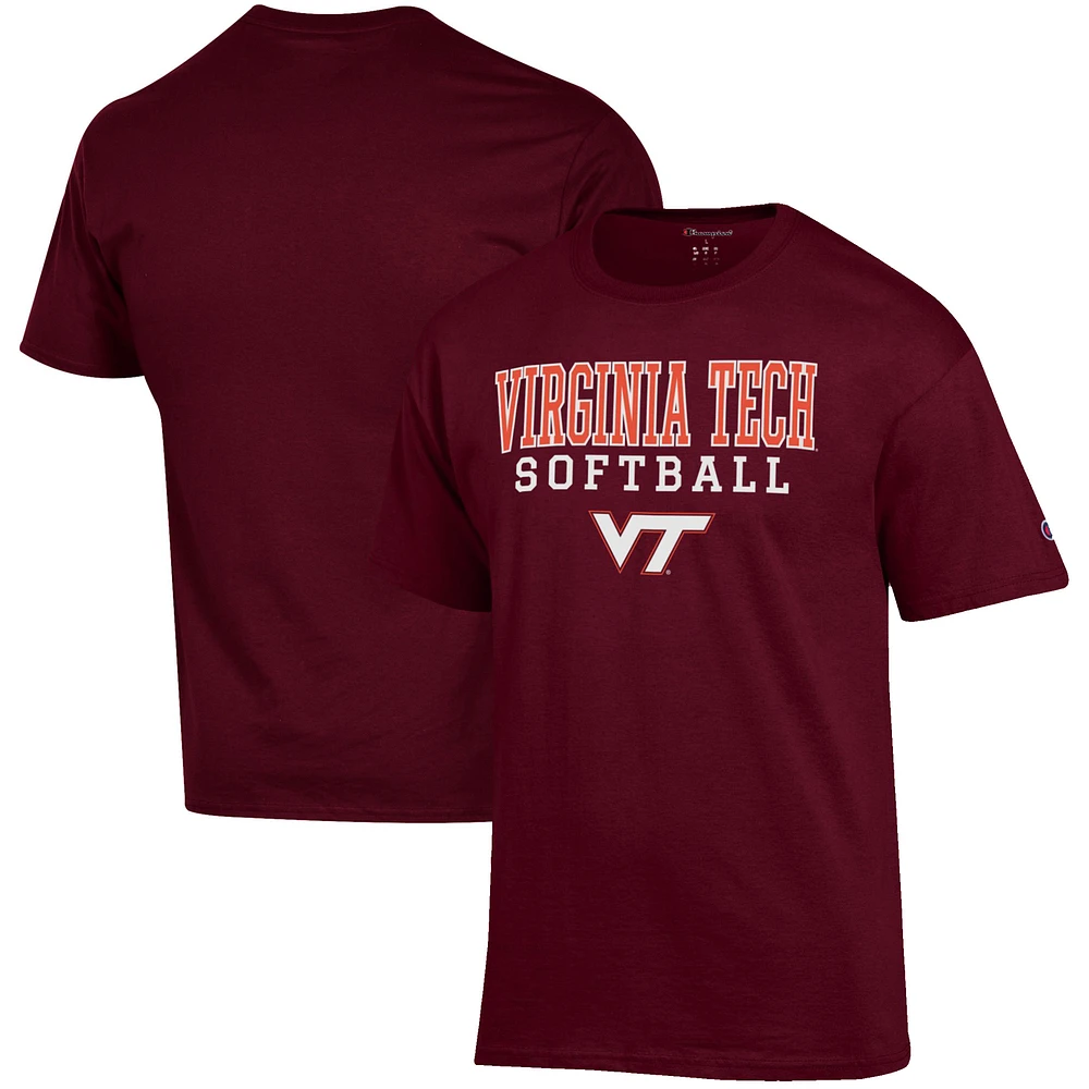 Men's Champion Maroon Virginia Tech Hokies Softball Stack T-Shirt