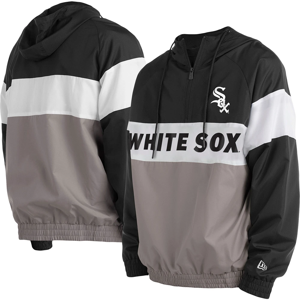 Men's New Era Gray Chicago White Sox Raglan Quarter-Zip Hoodie
